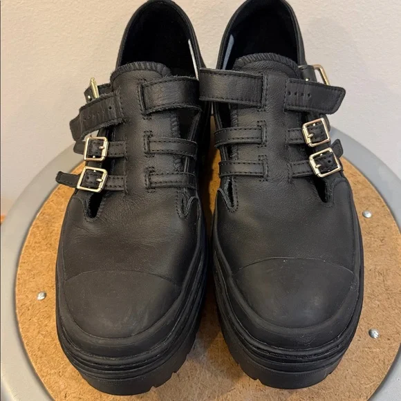 Black Leather Platform Mary Jane Platform Converse - Picture 4 of 6